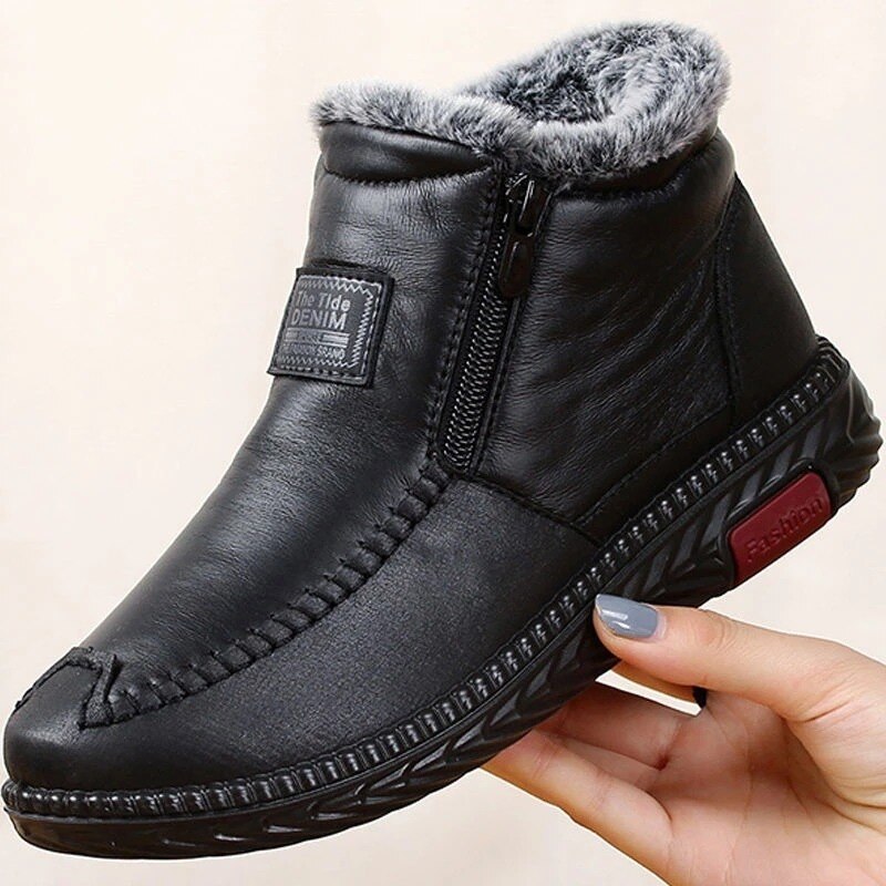 Stride Well Non-slip Winter Leather Boots Womens